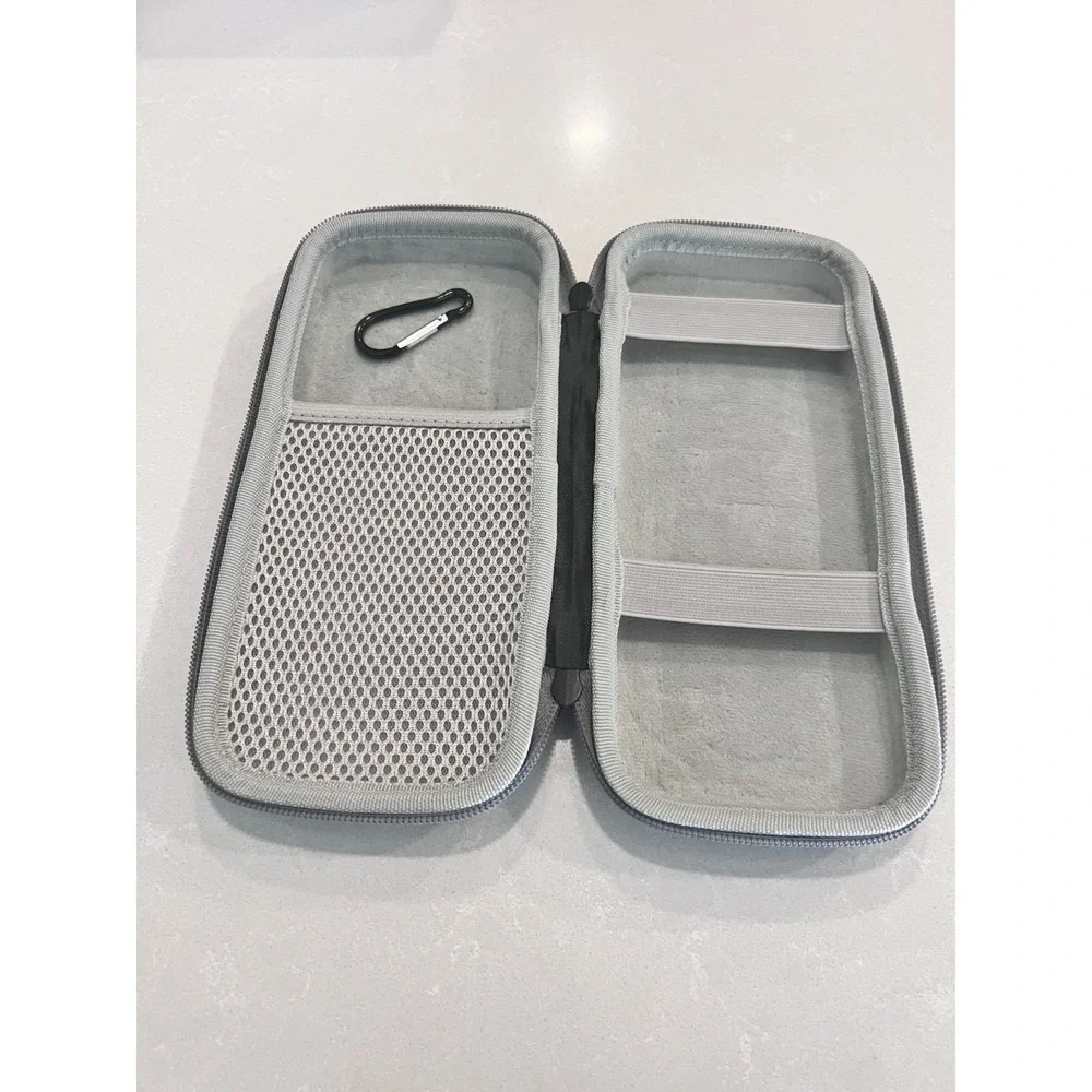 UNBRANDED-Hardshell Zipper Calculator Case Gray Double Pocket Inside.